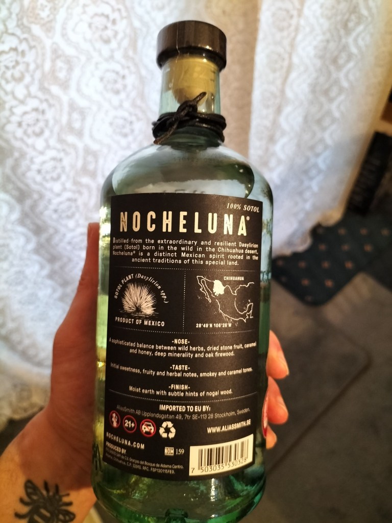 Nocheluna sotol back label. 