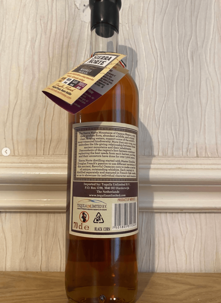 Sierra Norte black corn whisky. The Agaveist.